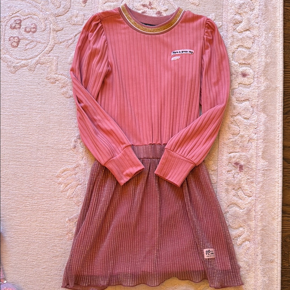 Pink Long-Sleeve Kids Dress
